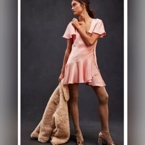 Free People Blush Mini Dress with Ruffles